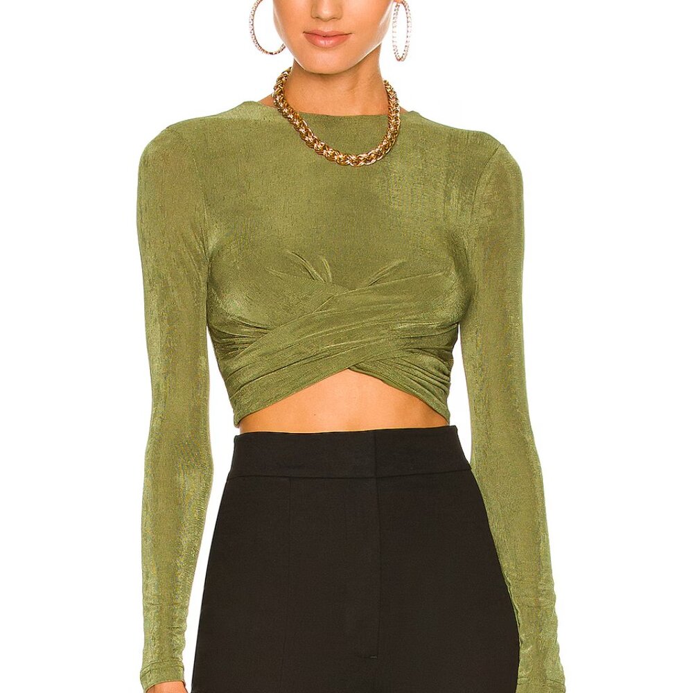 Significant Other "Texas" Khaki Twist Crop Top Sz 8 Retails $195